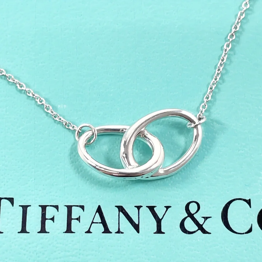 Tiffany & Co Sterling Double Loop / Infini Elsa Peretti Necklace w Box - Picture 2 of 11